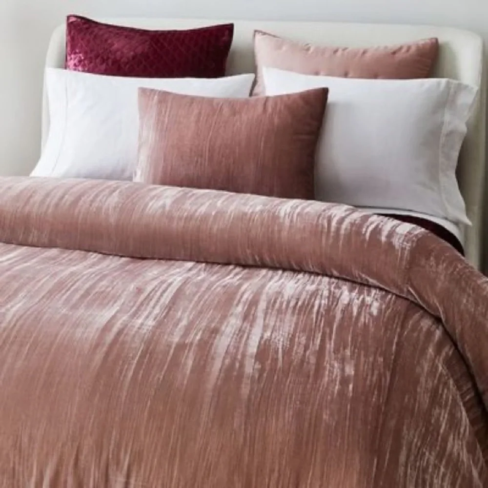 West Elm Blush Pink Velvet Duvet Cover